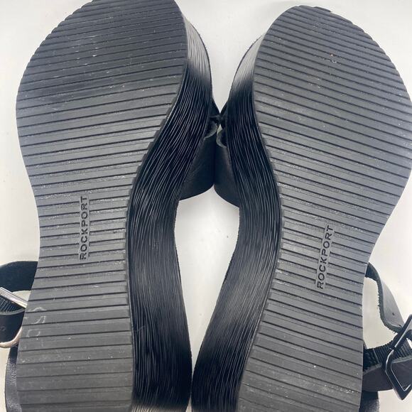 adiPRENE by Adidas Black Sandals Wedge Strappy Leather Women sz 8 - Picture 8 of 8